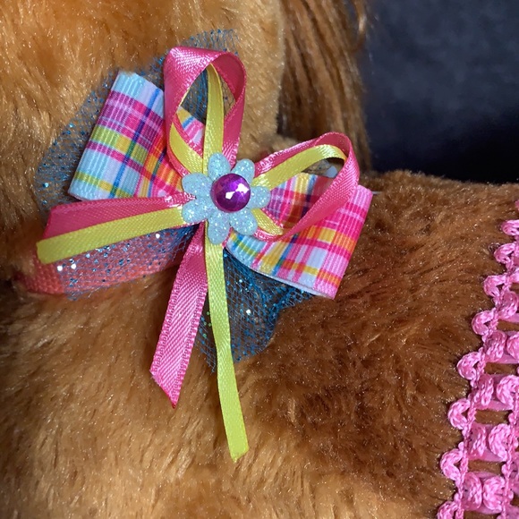 Over the Rainbow 🌈 Shimmer Doggy Tutu with Matching Hair Bow or Collar Clip - Picture 2 of 5